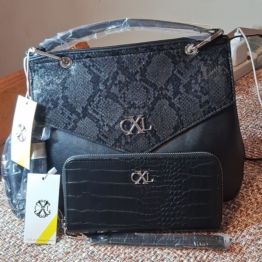 CXL Bundle Python Prism Sable Satchel And Kara Croco Zip Around Wristlet Wallet